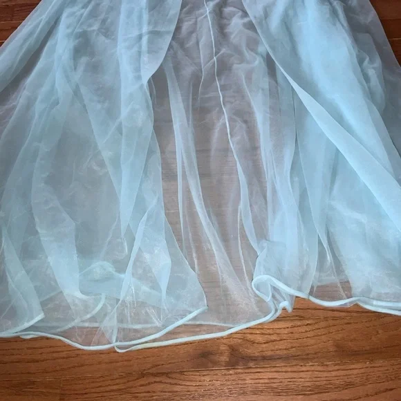 Vintage Vassarette Baby Blue Sheer Open Front Robe/Housecoat with Lace Sz Small - Picture 10 of 16